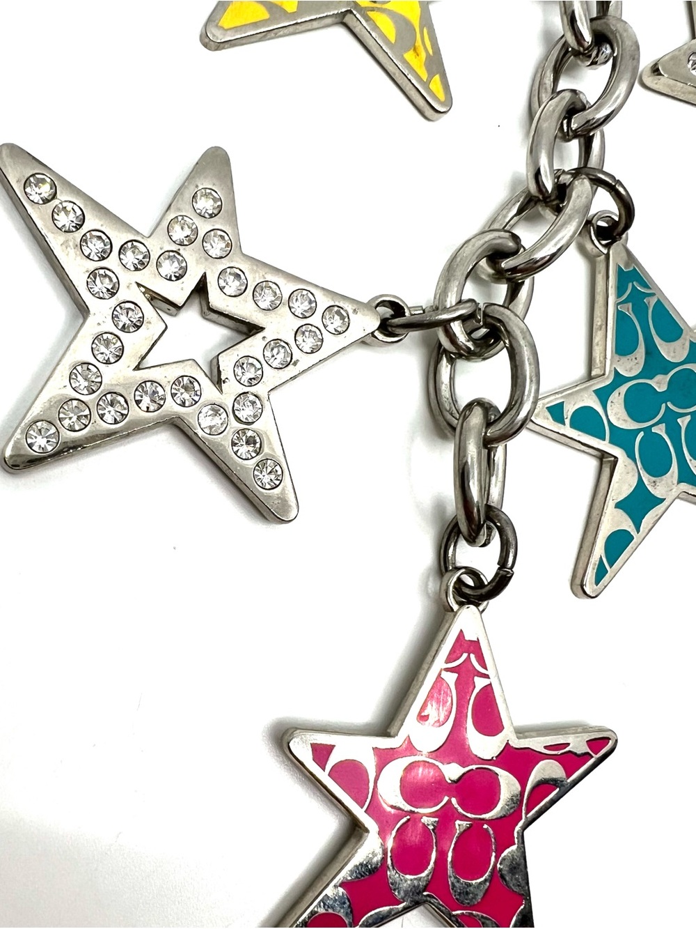 Coach Large Star Keychain Silver Tone Dangle Rhinestone Bag Charm Keychain Y2K - Picture 5 of 14